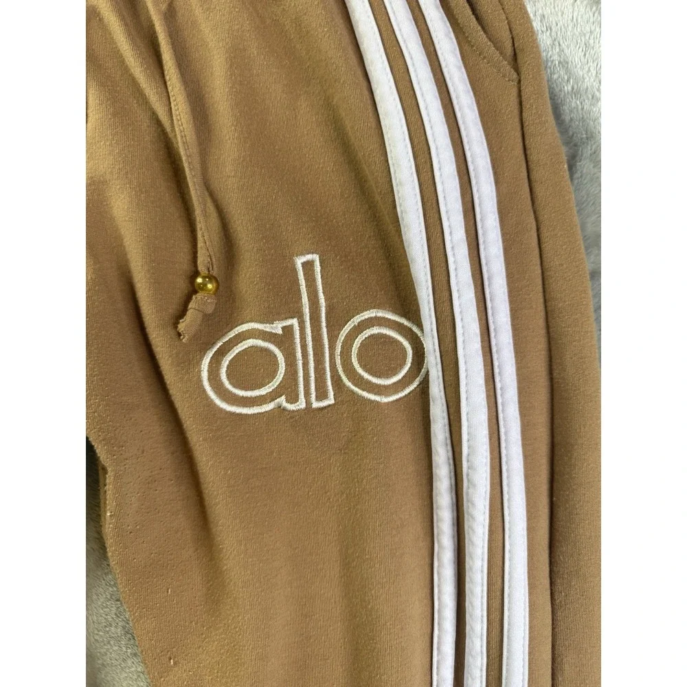 Alo Triple Striped Brown Joggers / Sweatpants Active Wear Stretch 24x27 Sz 2